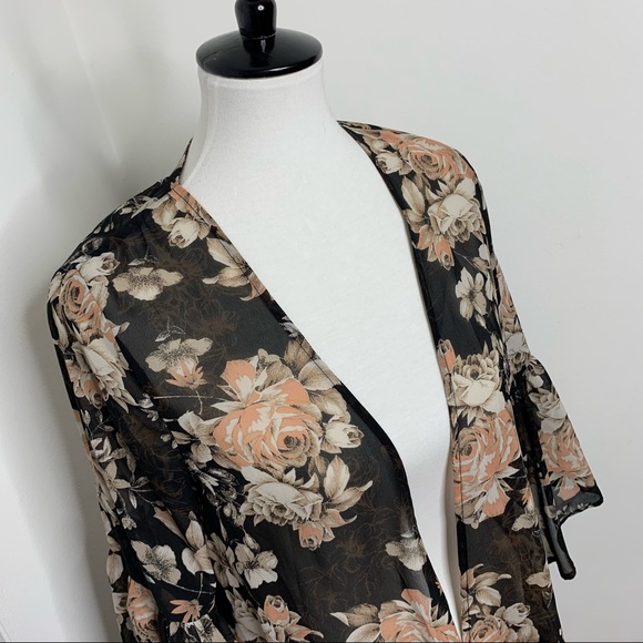 Windsor | Floral High Low Ruffle Wrap Topper Kimono